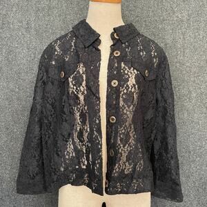 Bewitched Boho Black Lace Button Front Jacket Blouse Gothic Cottagecore Size 18